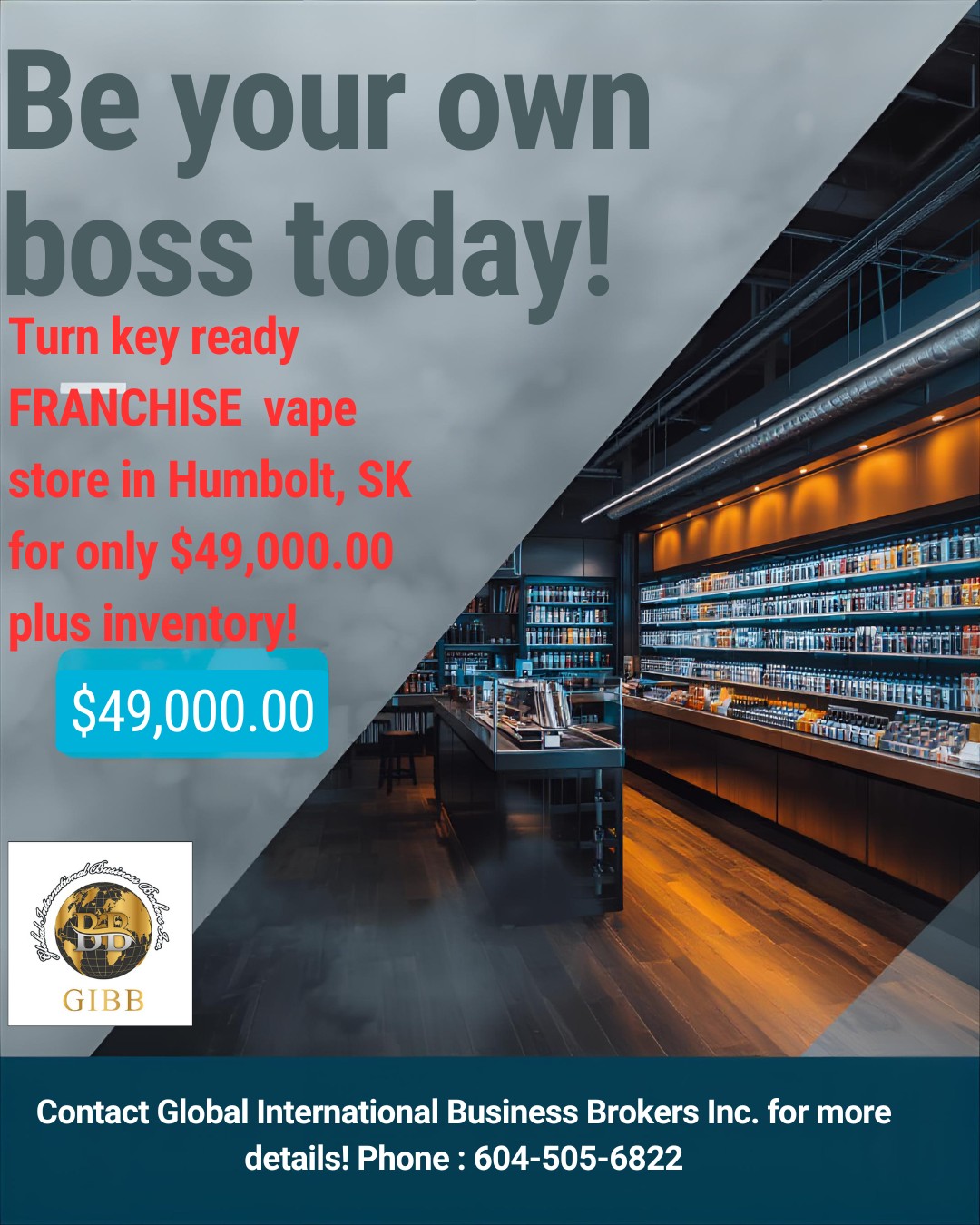 NEW FRANCHISE VAPE SHOP FOR SALE